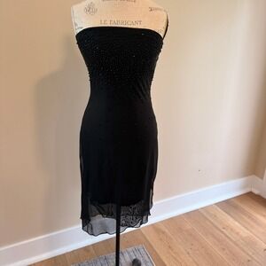 PS (Perseption) Women's Black Strapless Beaded Cocktail Dress Size L